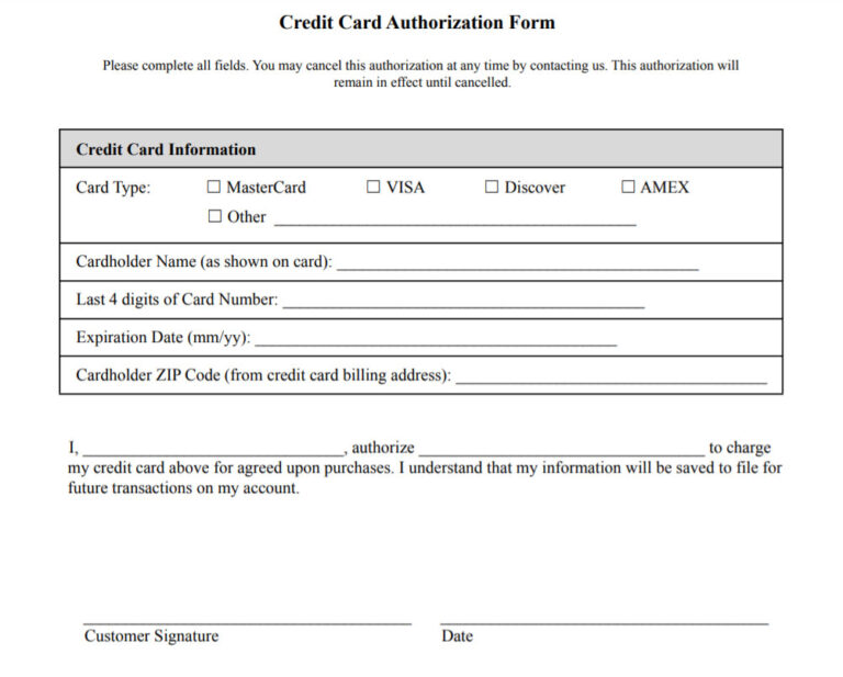 CC Authorization Form - NJ Limo